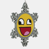lautes emoji heraus lachen schneeflocken Zinn-Ornament (Links)
