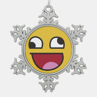 lautes emoji heraus lachen schneeflocken Zinn-Ornament
