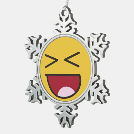 lautes emoji heraus lachen schneeflocken Zinn-Ornament (Rechts)