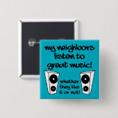 Lautes Music Funny Button Abzeichen Button hören (Vorne & Hinten)