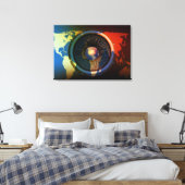 Lautsprecher auf der Weltkarte Leinwanddruck (Insitu (Schlafzimmer))