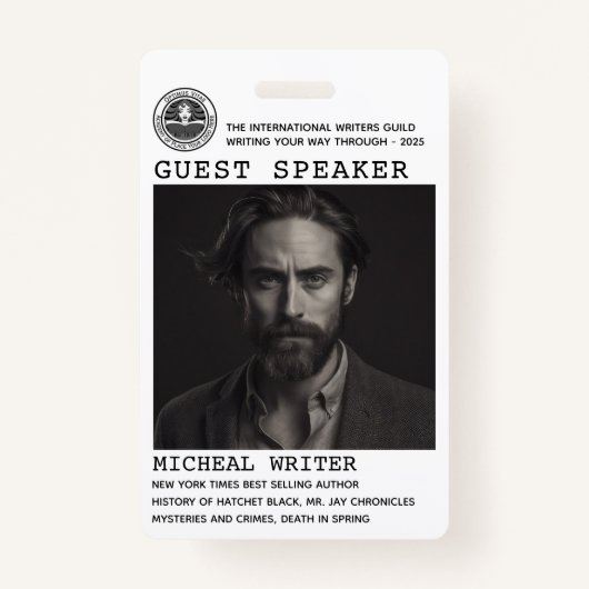 Lautsprecher Author Event Logo QR Code Foto ID Ausweis (Vorderseite)