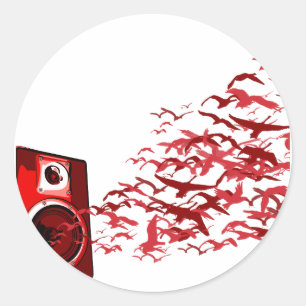 Lautsprecher Birds - Music DJ Loud Disk Jockey Runder Aufkleber