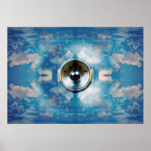 Lautsprecher in einem bewölkten Himmelsposter Poster