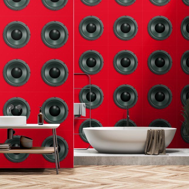Lautsprecher mit benutzerdefinierter Farbe rot Tapete (Badezimmer)