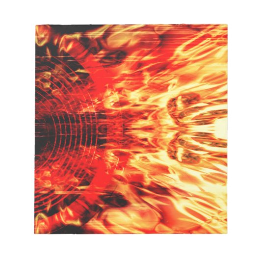 Lautsprecher mit Flammen Notizblock (Vorderseite)
