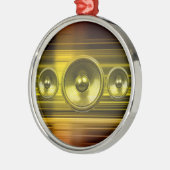 Lautsprecher mit goldenen Lichtstreifen Silbernes Ornament (Links)