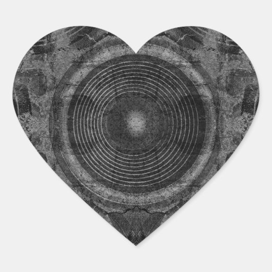 Lautsprecher mit Schwarzweiß-Musik Herz-Aufkleber (Vorderseite)