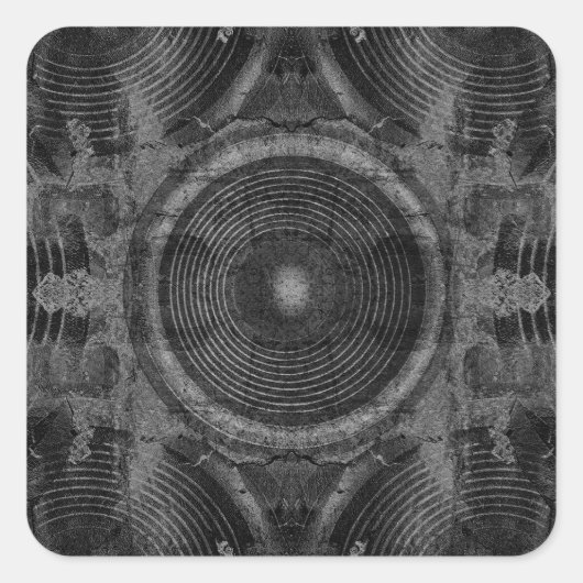 Lautsprecher mit Schwarzweiß-Musik Quadratischer Aufkleber (Vorderseite)