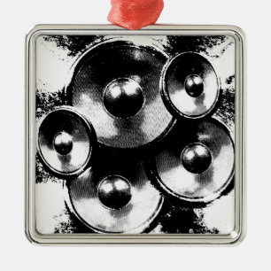 Lautsprecher mit Schwarzweiß-Musik Silbernes Ornament