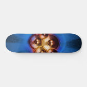 Lautsprecher und blauer Sonnenbrand Skateboard (Horizontal)