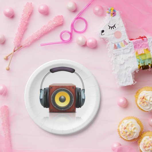 Lautsprecher und Kopfhörer Pappteller (Party)