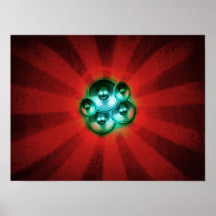 Lautsprecher und Sonnenaufgang Poster