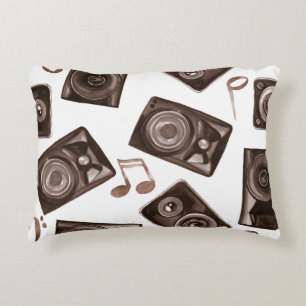 Lautsprecher von Aquarellmusik Sepia Muster Dekokissen