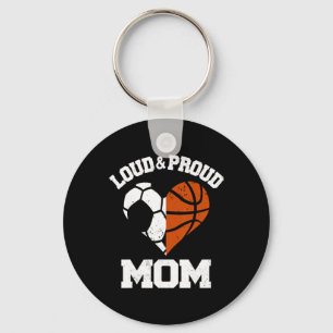 Lautstarke und stolze Mama Fußball Basketball Herz Schlüsselanhänger