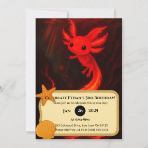 Lava Axolotl in Fiery Abyss Geburtstag Einladung