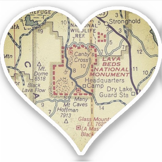 Lava Beds National Monument Map Aufkleber (Vorderseite)