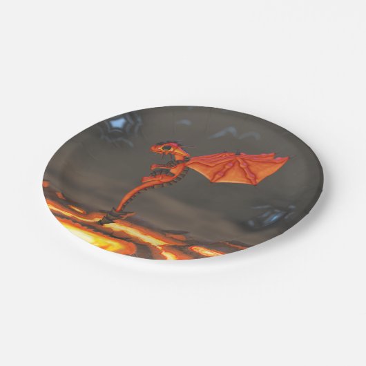 Lava-Drache Pappteller (Schrägansicht)