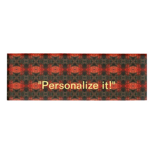 Lava, Feuer, Kohle, rot und schwarz gespiegelt Namenschild (Vorderseite)