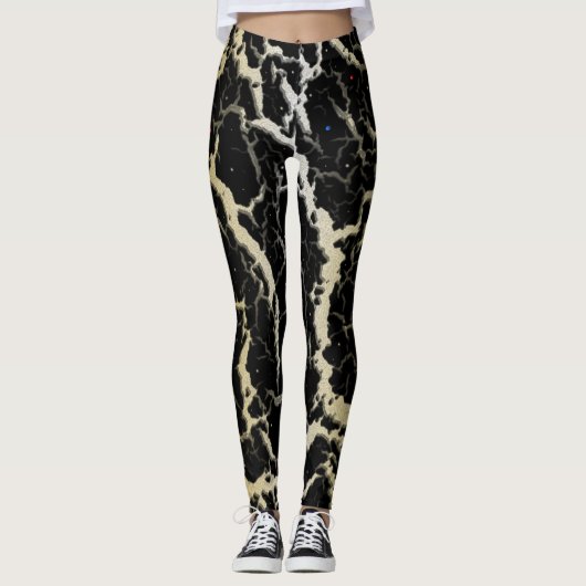 Lava im Crackraum - weiß/Gold Leggings (Vorderseite)