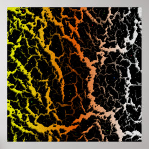 Lava im gebrochenen Raum - Gelb/orange/weiß Poster