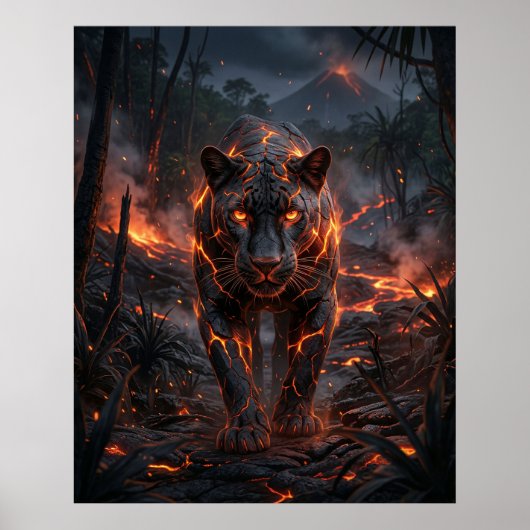 Lava Panther Vulkan Dschungel Poster (Vorne)