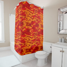 Lava Red Camouflage Duschvorhang