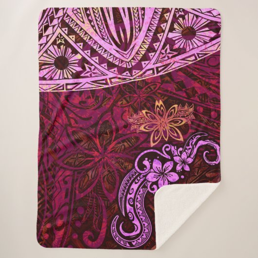 Lava Red Splash of Tie Dye Samoan tribal dress 553 Sherpadecke (Vorderseite)