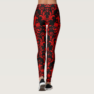 Lava Rot auf schwarzen Wirbel Damaskus Leggings