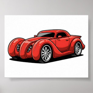 Lava-Roter Spiral-Hotrod-Toon Poster