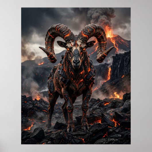 Lava-Schädel-Widder-Hochländer Poster (Vorne)