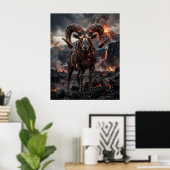 Lava-Schädel-Widder-Hochländer Poster (Heimbüro)