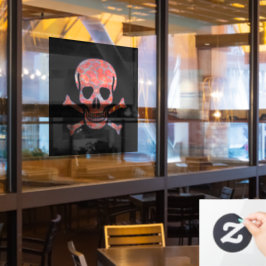 Lava Skull schwarz sq lg Fenster Klammern Rückstas Fensteraufkleber