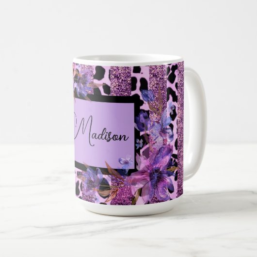 Lava- und rosa Leopardenmuster Kaffeetasse (VorderseiteRechts)