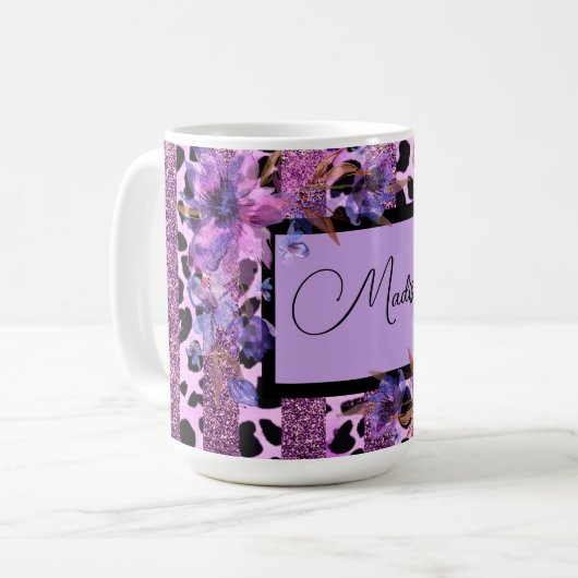 Lava- und rosa Leopardenmuster Kaffeetasse (Vorderseite Links)