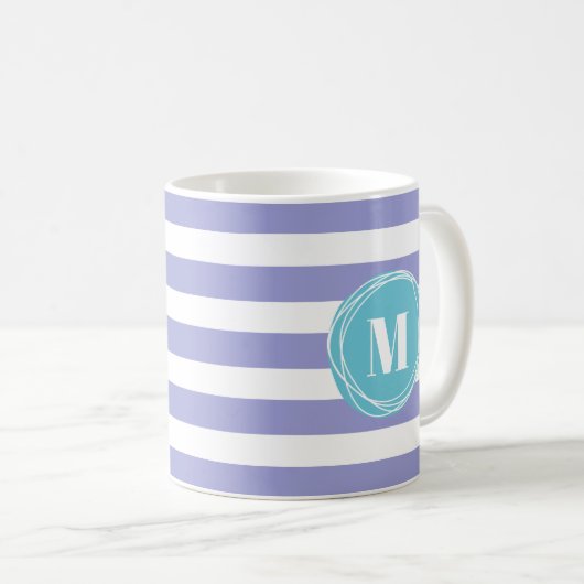 Lava White Stripes Monogramm Kaffeetasse (VorderseiteRechts)