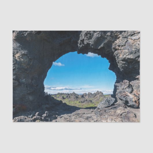 Lava window at Dimmuborgir, Myvatn area - Iceland  Seidenpapier (Vorderseite)