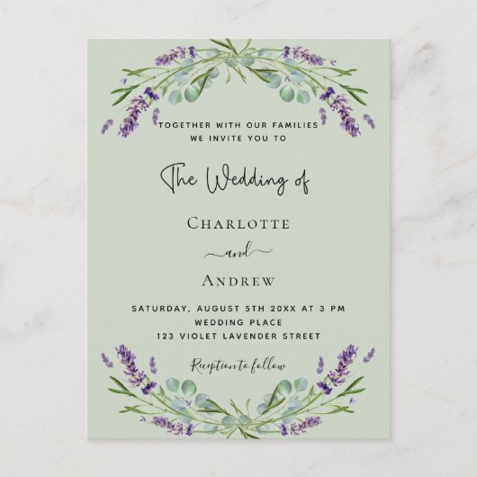 Lavaere eucalyptus Salbei Einladungspostkarte (Vorderseite)