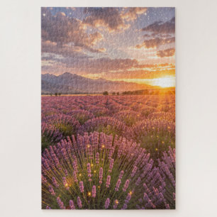 Lavafeldförmiges Puzzle mit Sonnenuntergang