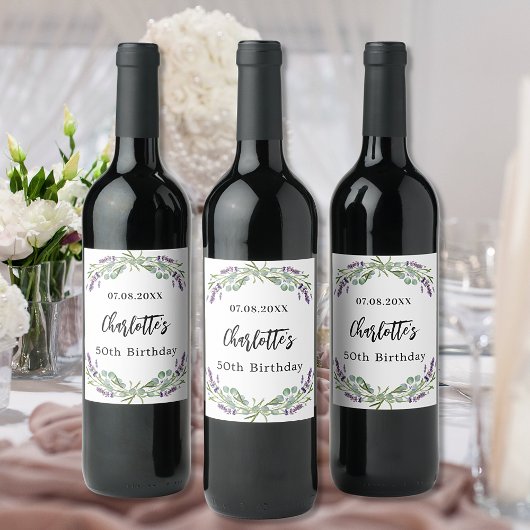 Lavaflorale zum Geburtstag Weinetikett