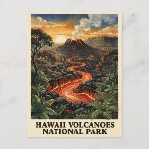 Lavafluss im Hawaii-Volcanoes-Nationalpark Postkarte
