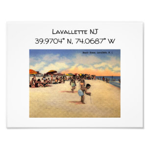 Lavallette NJ Map Koordiniert Vintagen Stil Fotodruck