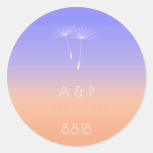 Lavanda Peach Gray Pastel Ombre Dandelion Runder Aufkleber