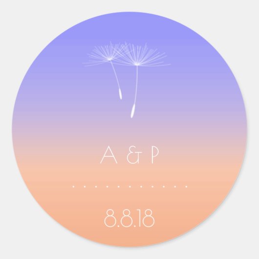 Lavanda Peach Gray Pastel Ombre Dandelion Runder Aufkleber (Vorderseite)