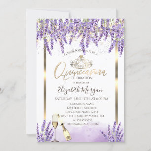 Lavanda-Rahmen-Wein-Quinceanera Einladung