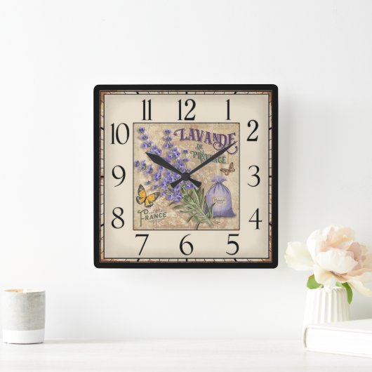 Lavande De Provence Clock Quadratische Wanduhr (Zuhause)