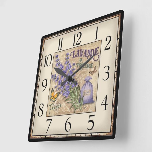 Lavande De Provence Clock Quadratische Wanduhr (Winkel)