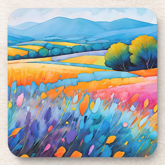 "Lavande Serenité" weite Landschaft Provence Getränkeuntersetzer (Vorderseite)