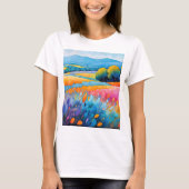 "Lavande Serenité" weite Landschaft Provence T-Shirt (Vorderseite)