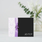 Lavander & Black Damask Wedding Pack Einladungspostkarte (Stehend Vorderseite)